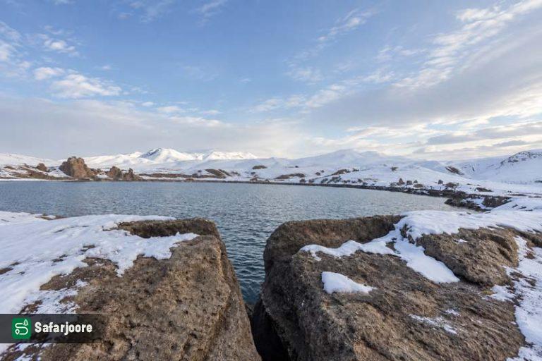 نمای تخت سلیمان در برف